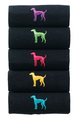 Black Dog Embroidery Socks Five Pack